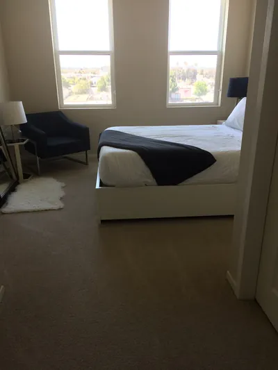 Freshly cleaned living room and hallway in an Atherton home